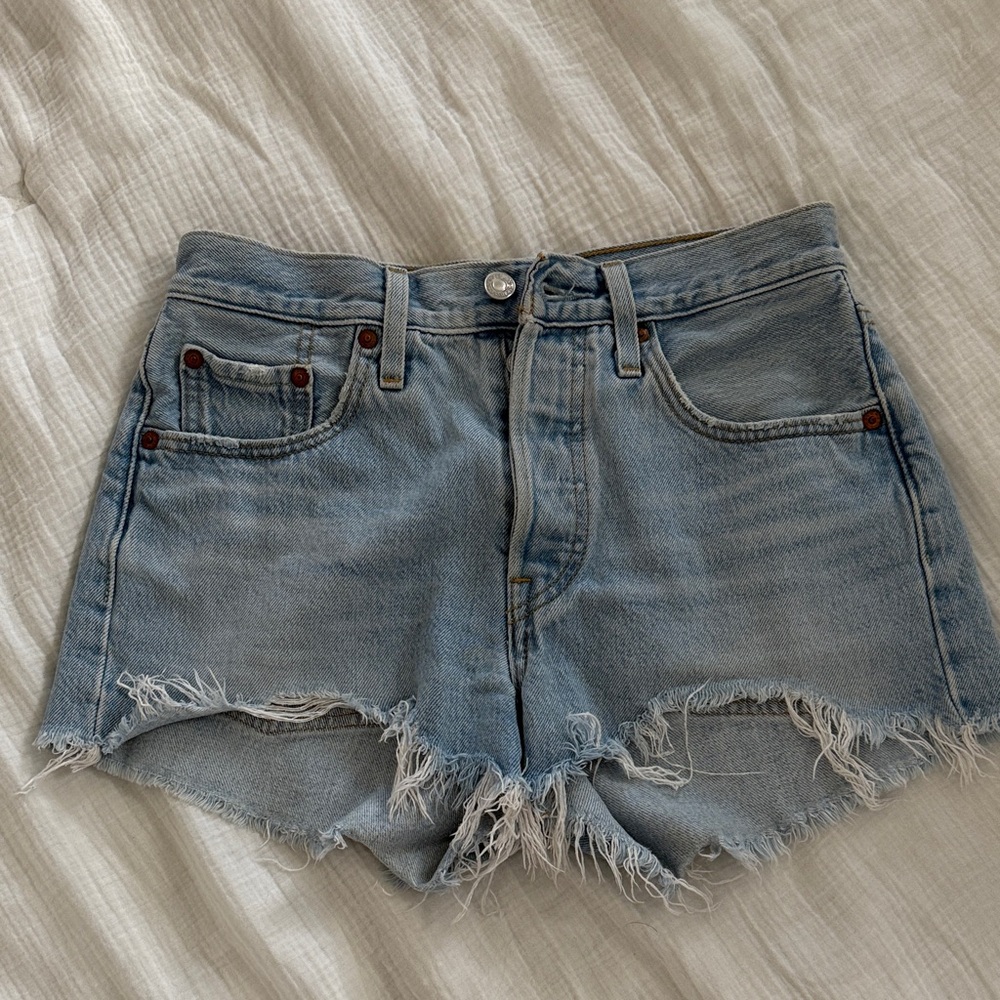 Levi's Light Blue Distressed Jean Shorts